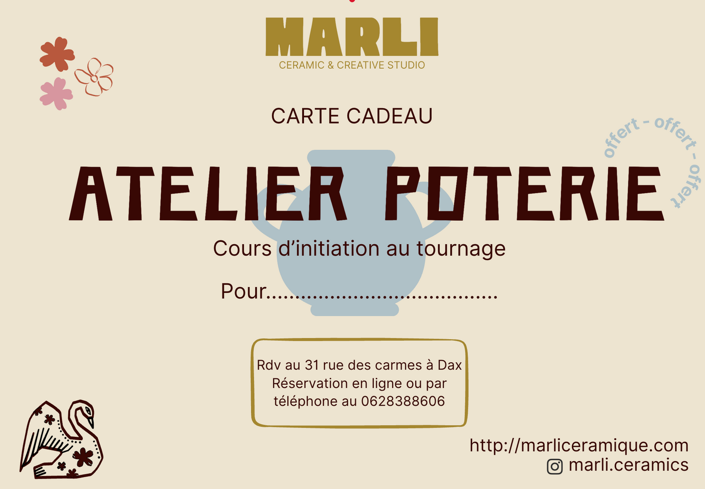 Carte cadeau - cours d'initiation